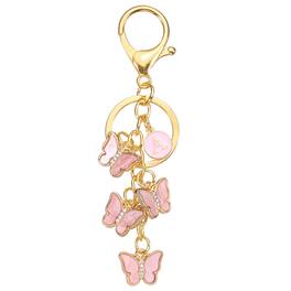 Unique Bargains - Butterfly Initial Letter Keychain, Alphabet A Metal Keyring, Cute Car Keys Holder Charm for Women Gift - Pink