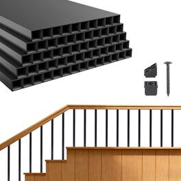 VEVOR - 125 Pack Deck Balusters, 3/4 in Square x 26 in Long Aluminum Railing Spindles, Hollow Metal Decking Stair Balusters - Black