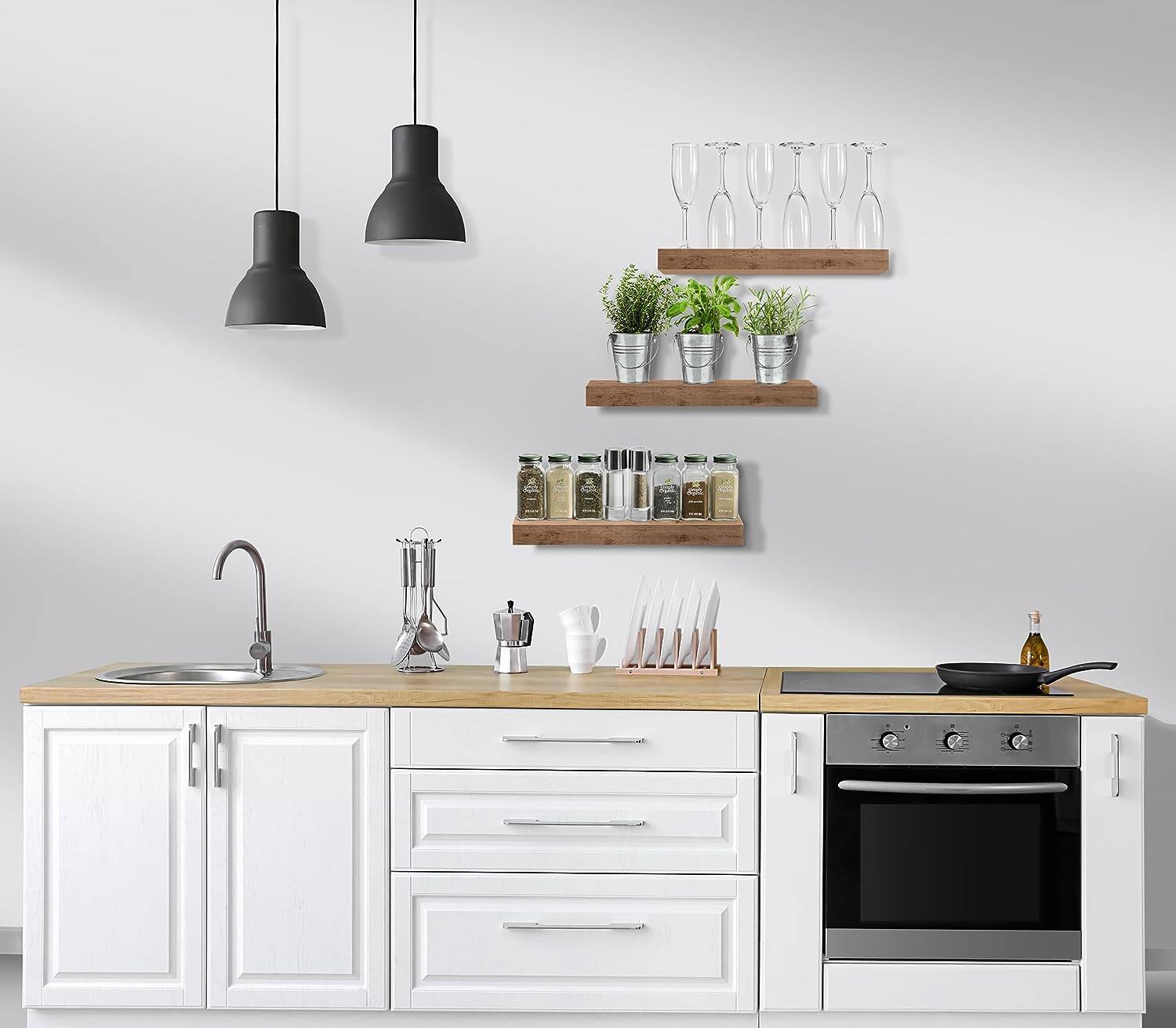 Alt View 3. Sorbus - Sorbus Floating Shelves, Wall Mounted for Home Decor, 16.25 in. W x 5.5 in. D MDF Wood Decorative Wall Shelf (Set of 3) - Mahogany.