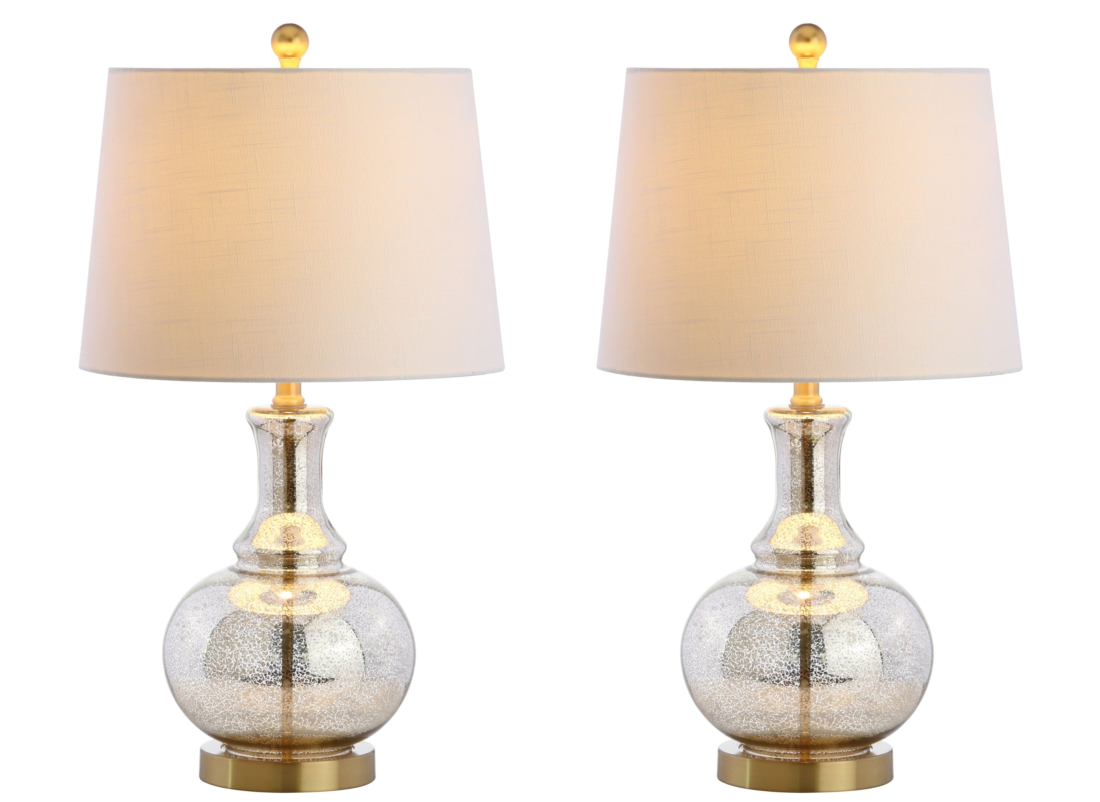 Jonathan Y - Lavelle 25" Glass LED Table Lamp, /Brass Gold (Set of 2) - Mercury Silver
