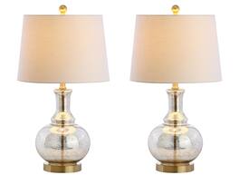 Jonathan Y - Lavelle 25" Glass LED Table Lamp, /Brass Gold (Set of 2) - Mercury Silver