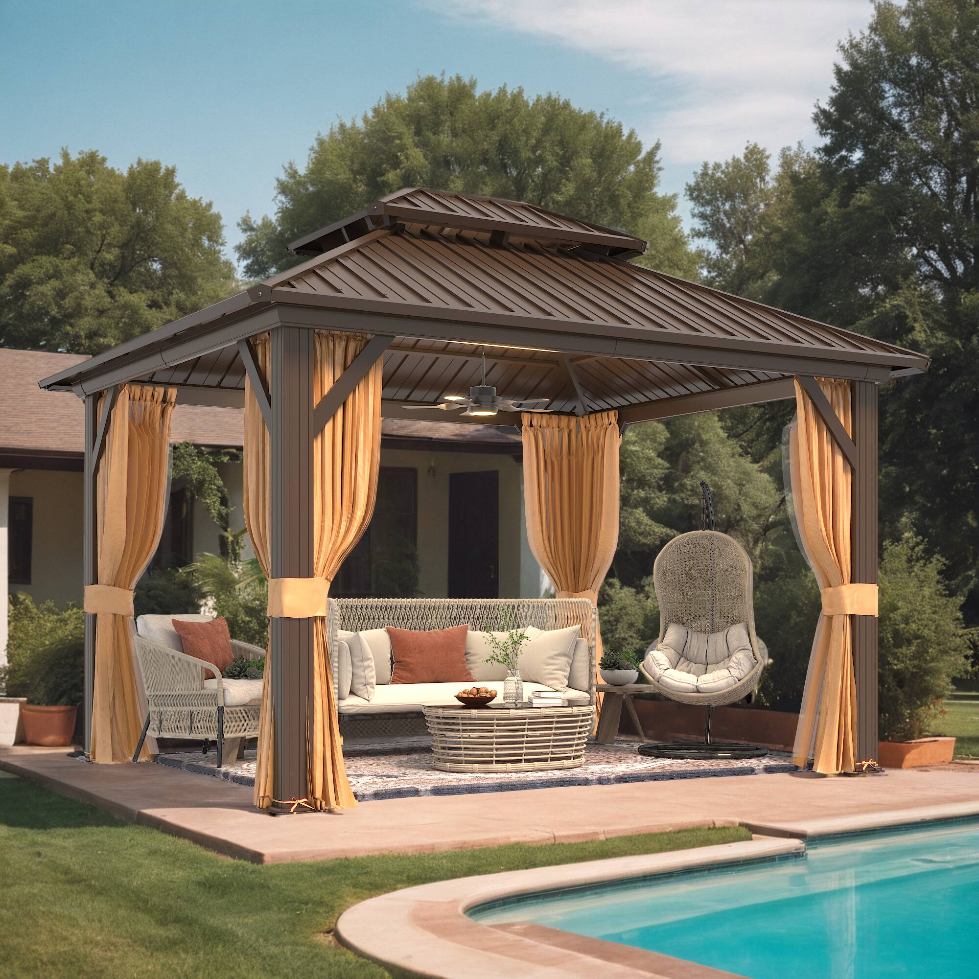 Angle. U-HOMY - 10'x12' Hardtop Aluminum - Aluminum Finish.