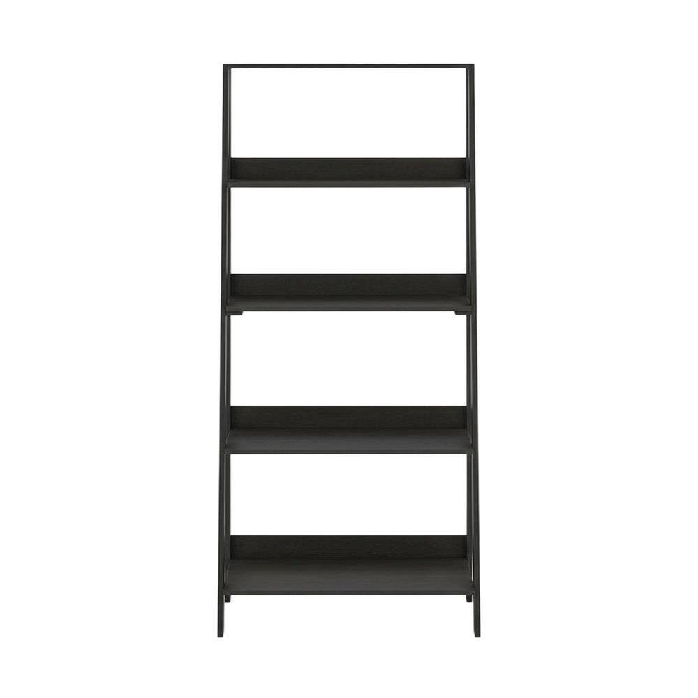 Back. FurniFact - Espresso 5-Tier Ladder Bookcase with Display Shelves and Wood Construction - Espresso.