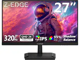 Z Z-Edge - G27IS 27 inch 2K QHD 2560x1440 320Hz 1ms Fast IPS Gaming Monitor, 16.7M Colors, sRGB 99%, HDMI x2, DP x2 - Black
