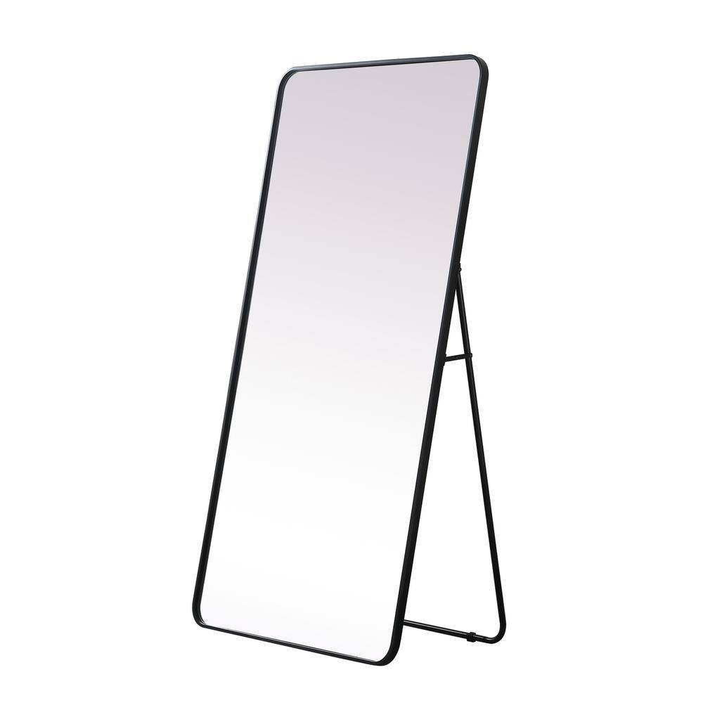 Alt View 2. Elegant Decor - Soft Corner Metal Rectangle Full Length Mirror 30x60 Inch in Black - Black.