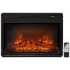 Front. Costway - Costway 23" Electric Fireplace Insert Heater w/ Log Flame Effects Remote Control 1400W - Black.