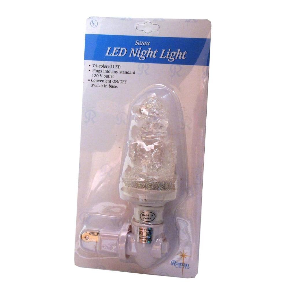Santa LED Night Light  
Tri-colored LED  
Plugs into any standard 120 V outlet  
Convenient ON/OFF switch in base.  
MADE IN CHINA  
Roman LIGHTS