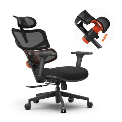 Front. Newtral - NT001 Ergonomic Dual Back Office Chair with Fully Adaptive Lumbar Support, 3D Armrests, and Height-Adjustable Backrest - Black.