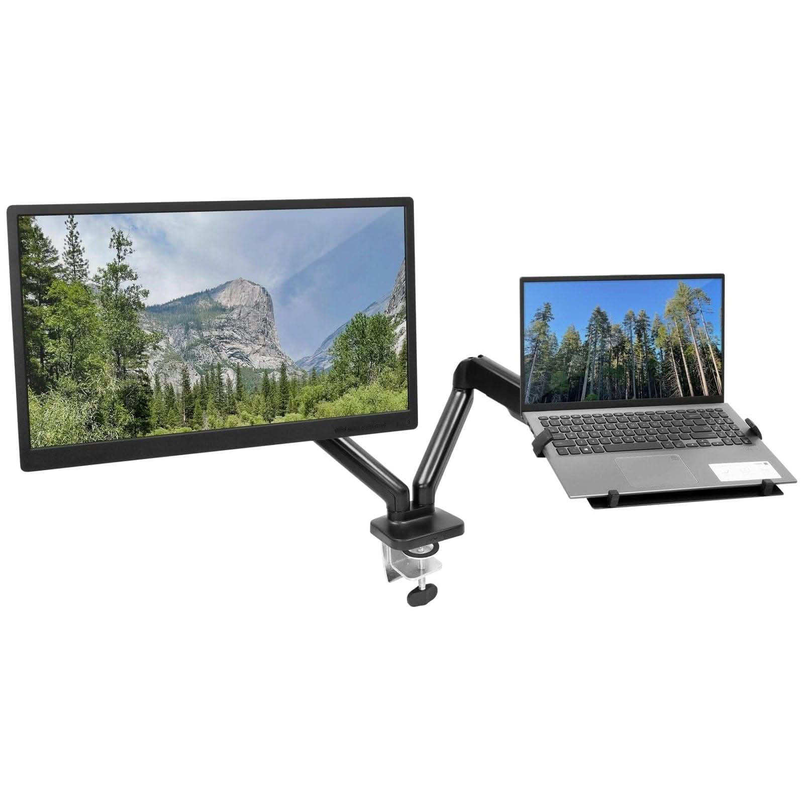 Full Motion Gas Spring Laptop and Monitor Desk Arm Mount Fits 11 in. to 17 in. Laptops and up to 27 in. Monitors