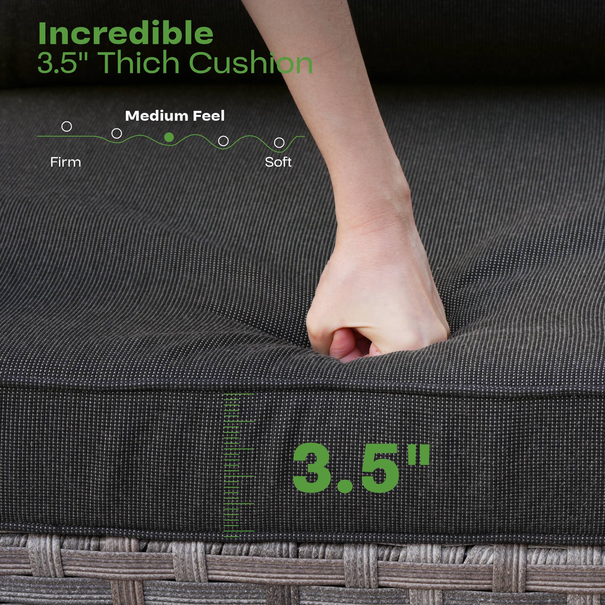 Incredible 3.5" Thick Cushion

Medium Feel

Firm Soft

3.5"