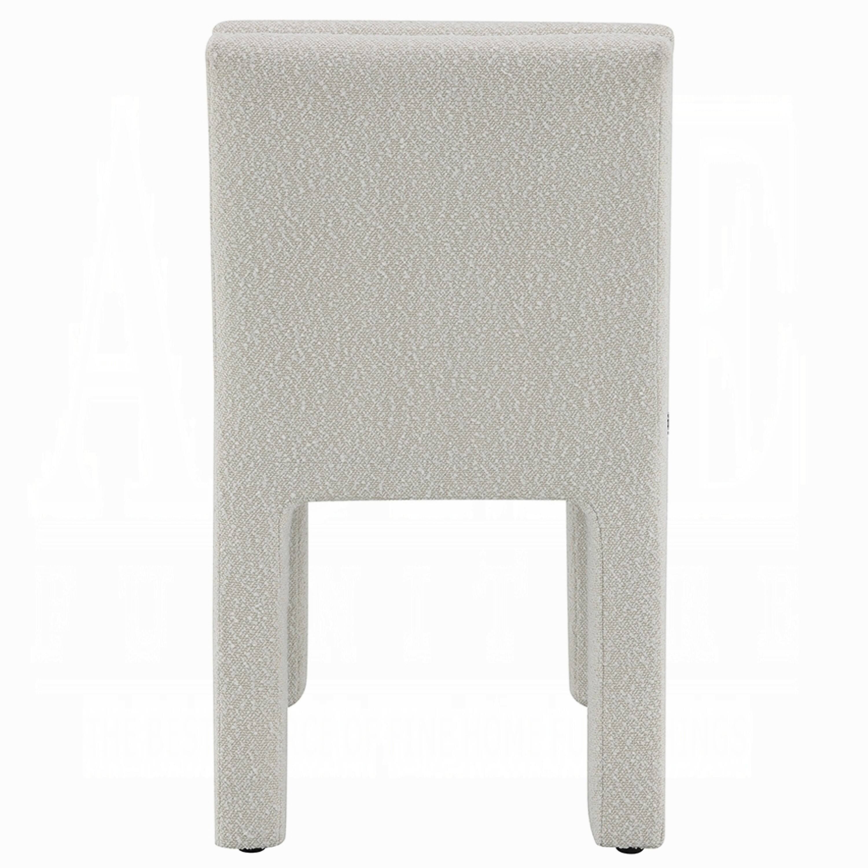 Alt View 2. Manhattan Lane - Side Dining Chair Set of 2, Plush White Boucle Seat, Tufted Backrest - White.
