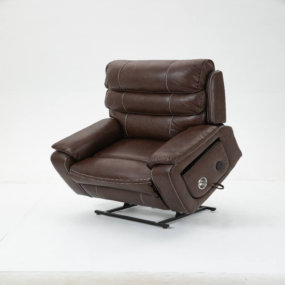 Front. Loheer - Loheer Power Lift Recliner 180 Degree Lay Flat Big and Tall - Brown.