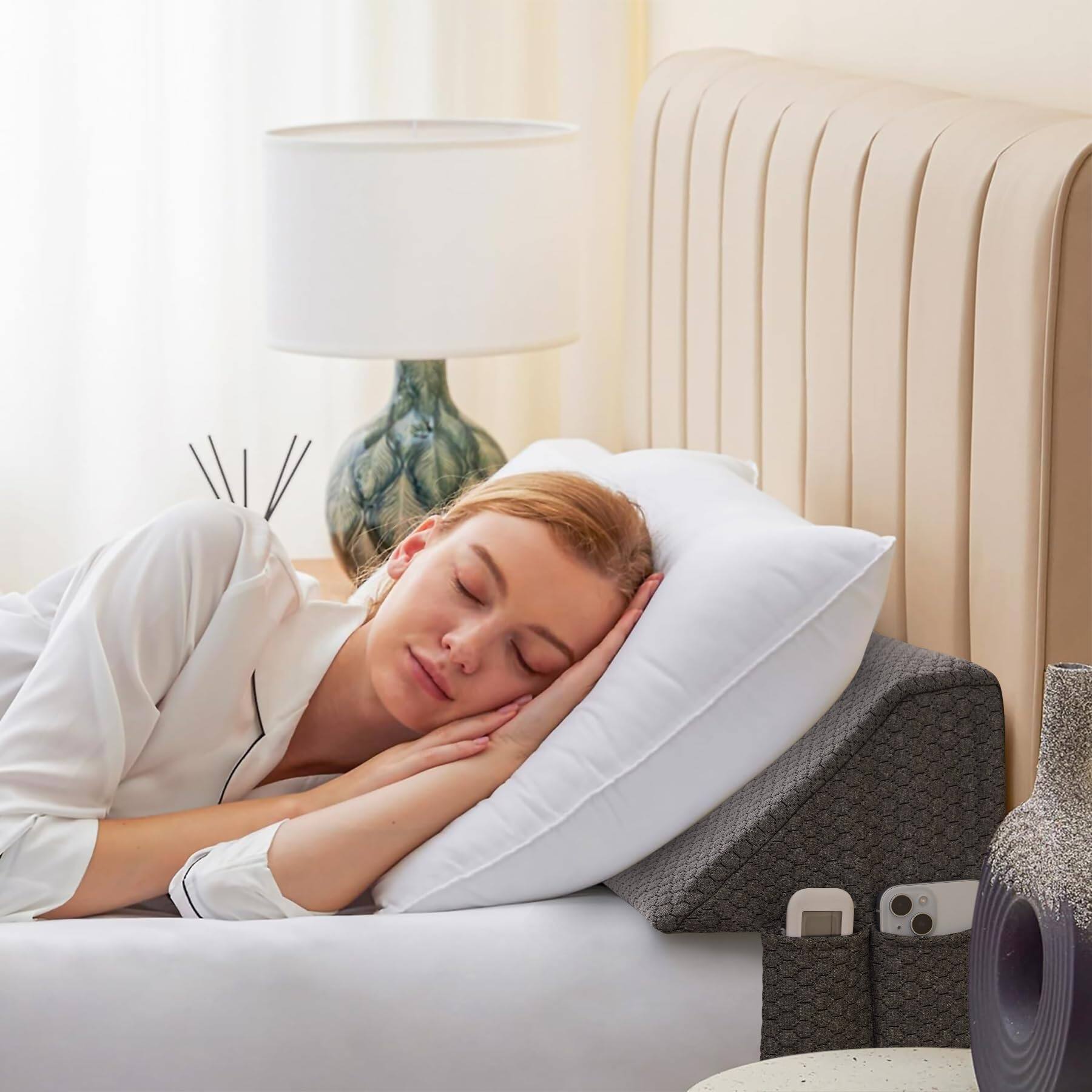 Alt View 2. Paradigms Interiors - King Wedge Pillow Headboard Bed For Foam Gap Filler - Fill The Mattress - White-King(76"x10"x6"-Large).