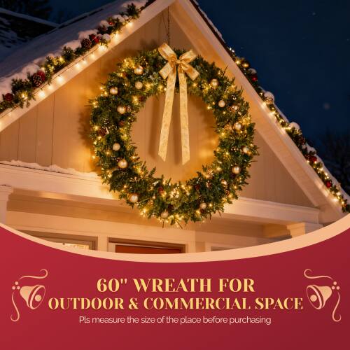 60" WREATH FOR OUTDOOR & COMMERCIAL SPACE  
Please measure the size of the place before purchasing