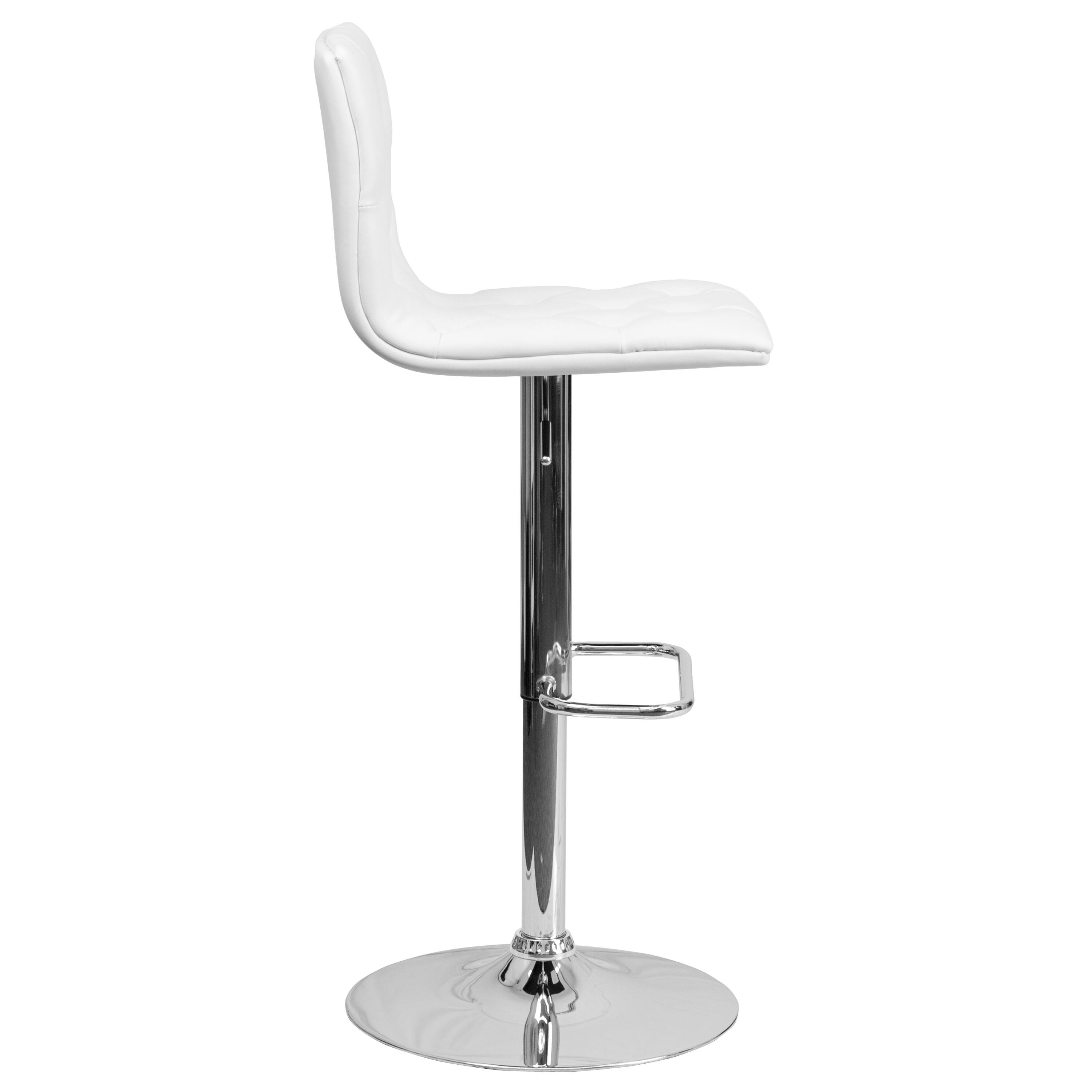 Alt View 6. Emma + Oliver - Button Tufted Vinyl Adjustable Height Barstool with Chrome Base - White.