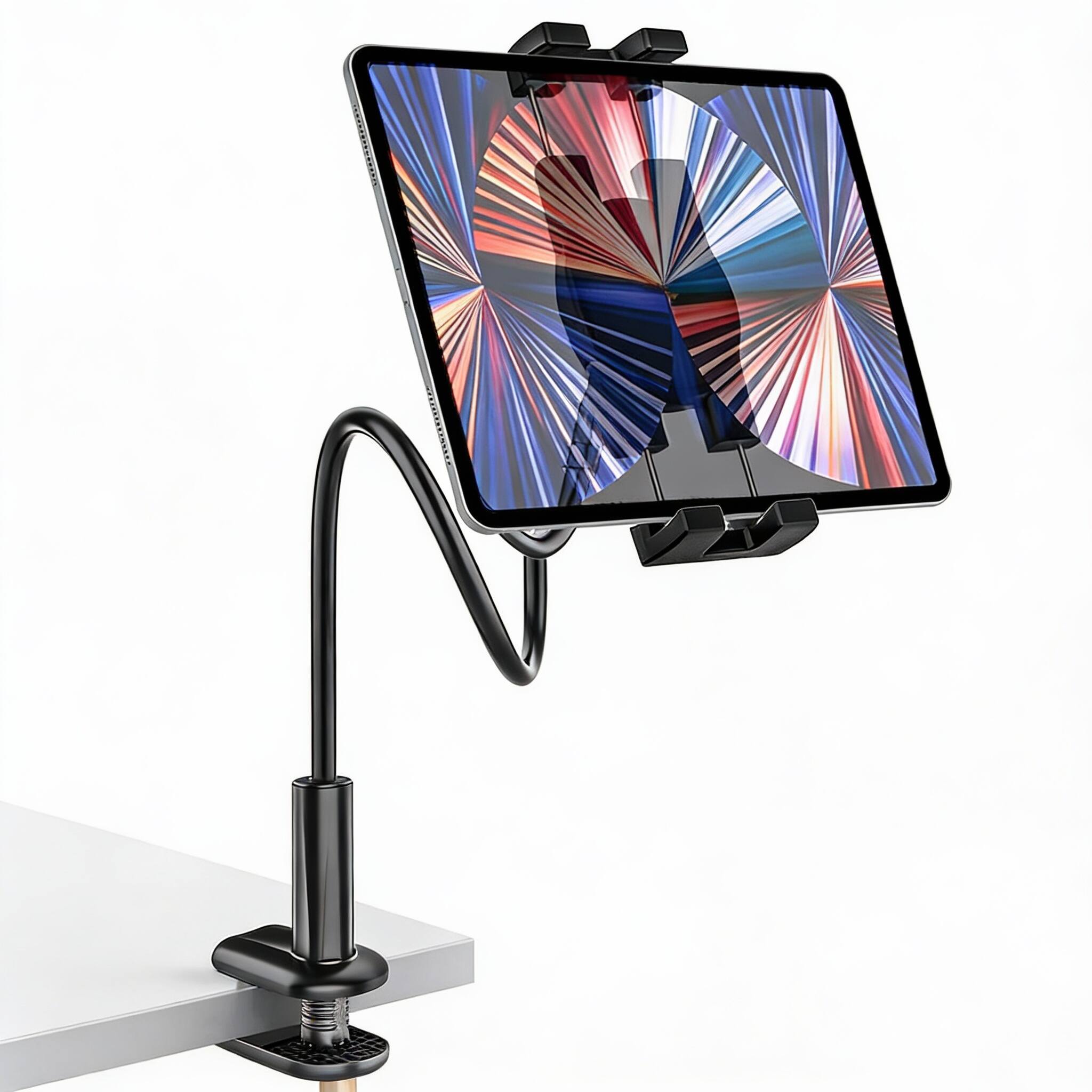 Left. OMOMMD - Tablet Holder For Desk Gooseneck Stand Bed Adjustable Long Arm Mount Clip Compatible With Ipad Pro Air Mini... - Default.