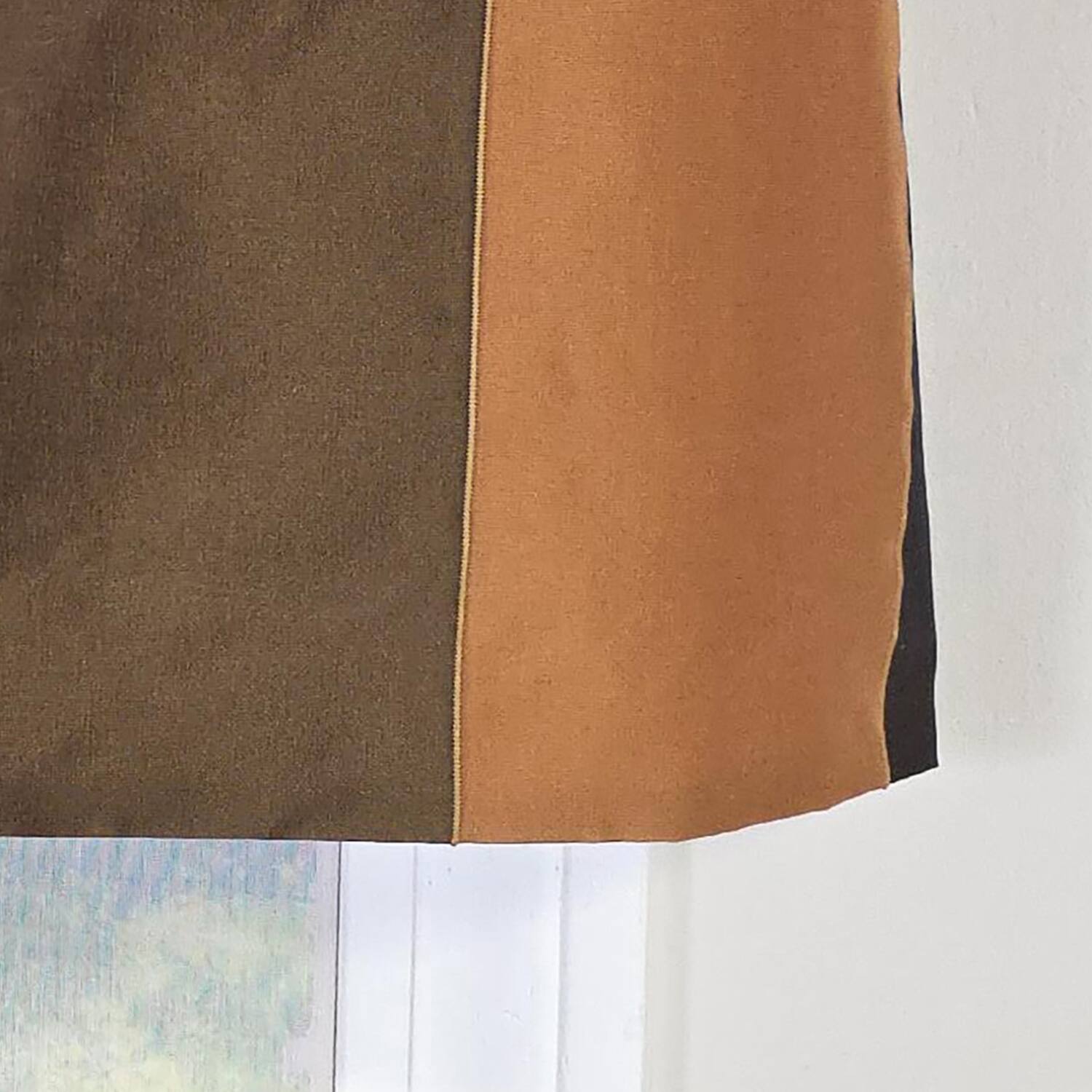 Left. RLF Home - RLF Home Pascal Stripe Tailored Window Valance 100% Cotton Lined Rod Pocket 50" x 17" Brown - Brown.