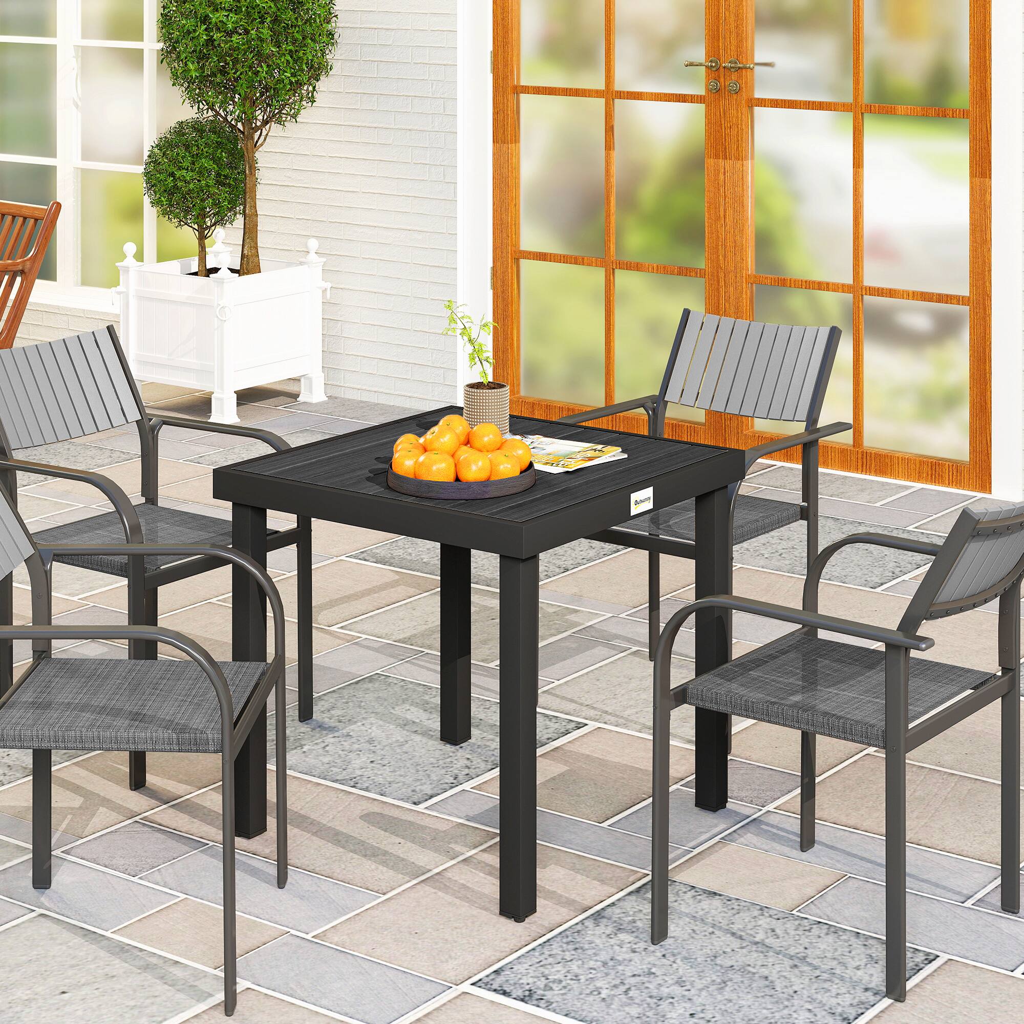 Alt View 1. Outsunny - Patio Dining Table for 4 - Black.