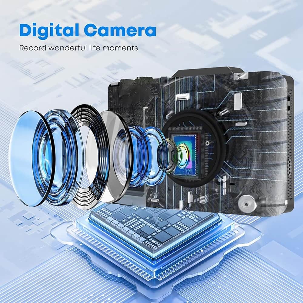 ACJPR - 4K Digital Camera, Autofocus, 16X Zoom, Anti-Shake, 64GB Card, Black