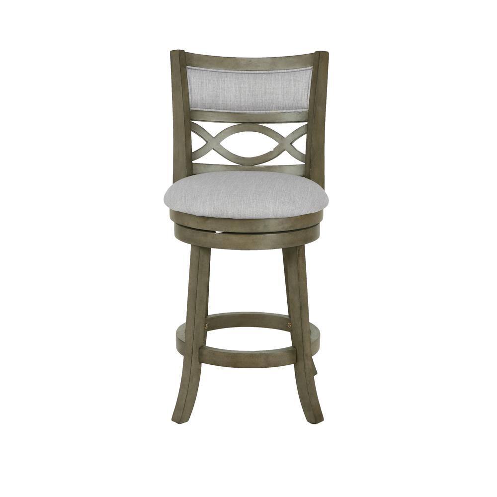 Angle. New Classic Furniture - Manchester 24" Solid Wood Counter Stool with Fabric Seat in Ant Gray - Gray.