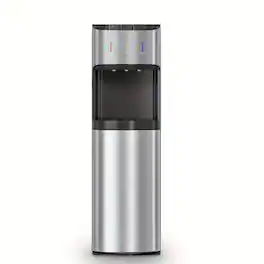 Manastin - Bottom‑Loading Water Dispenser, Three Temperature (cold/hot/warm) with Child Lock, for 3‑gallon or 5‑gallon Water Jugs - Silver