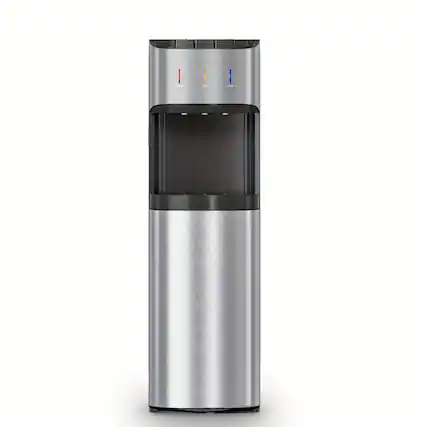 Front. Manastin - Bottom‑Loading Water Dispenser, Three Temperature (cold/hot/warm) with Child Lock, for 3‑gallon or 5‑gallon Water Jugs - silver.