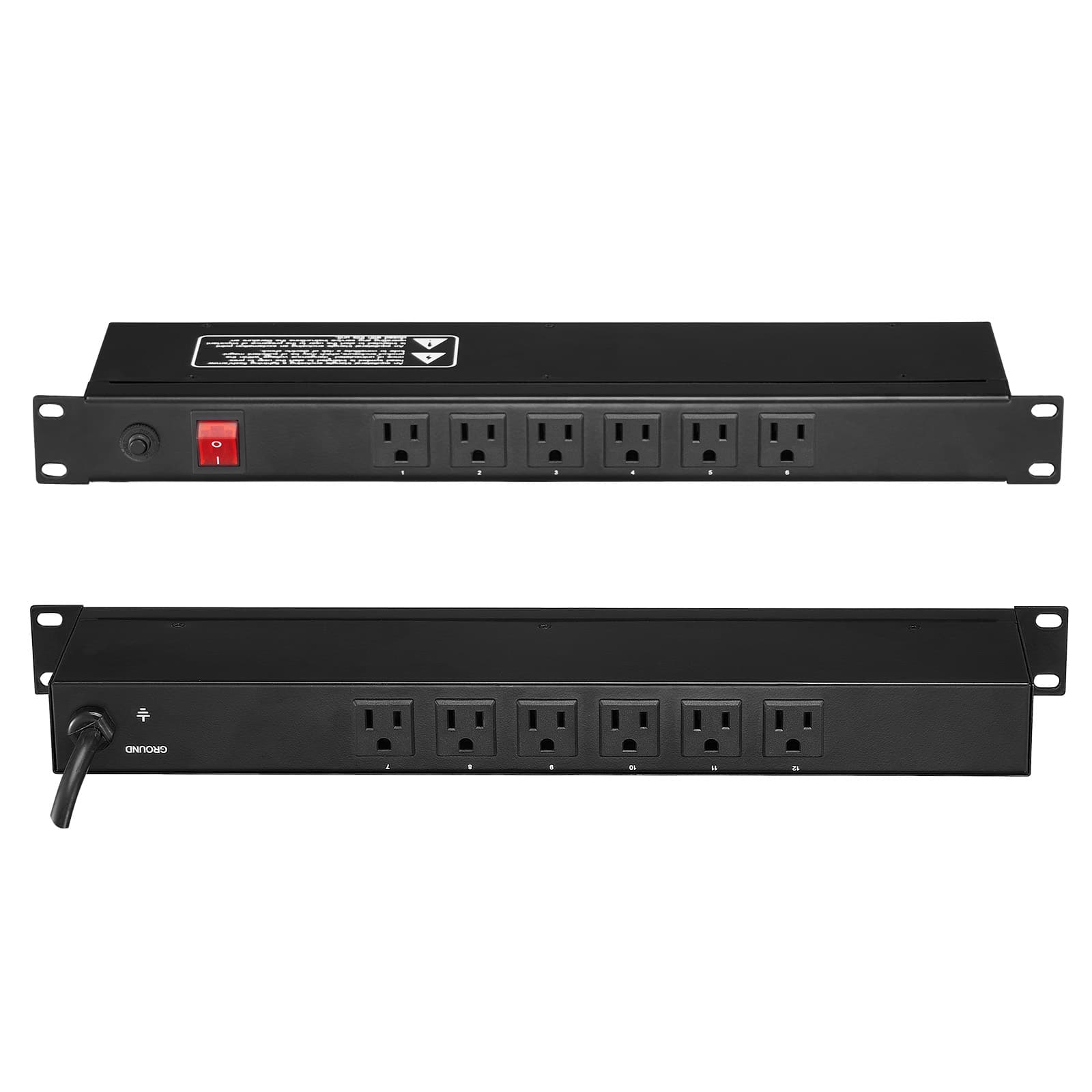 "VEVOR - 1U PDU, 12 Outlets, Rack Mount Power Strip Fits Standard 19"" Server Racks, with Integrated Switch Surge Protection - Black" price history on PriceWatchPro