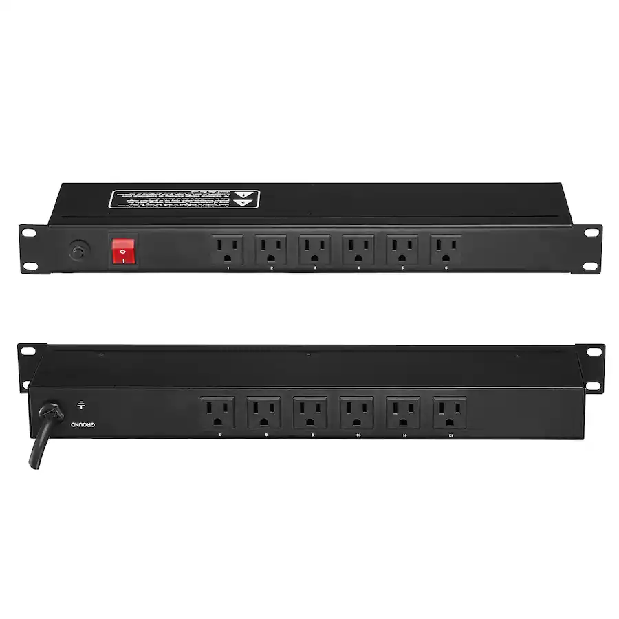 VEVOR 1U PDU, 12 Outlets, Rack Mount Power Strip Fits Standard 19 ...