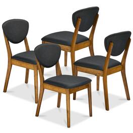 Best Choice Products - Set of 4 Wooden Dining Chairs, Wood Modern Farmhouse Upholstered Chairs - Walnut/Charcoal