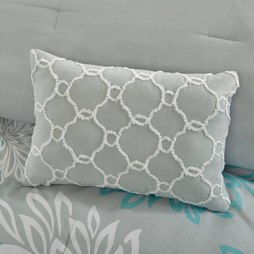 Alt View 1. Gracie Mills - Gracie Mills Willie 9-Piece Floral Comforter Set with Cotton Sheets - Aqua.