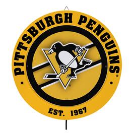 Evergreen Enterprises - Pittsburgh Penguins 15" LED Round Metal Lit Wall Sign - Multicolor