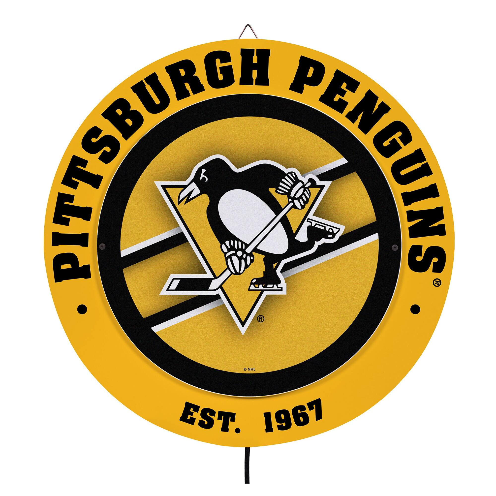 Pittsburgh Penguins 15" LED Round Metal Lit Wall Sign