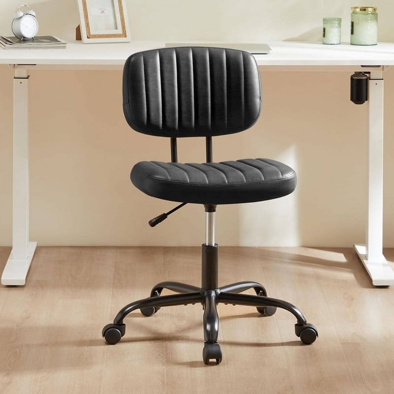 Angle. AOITUN - Office Chair, Computer Chair with Lumbar Support, Comfy Armlees PU Leather Task Chair,Black - Black.