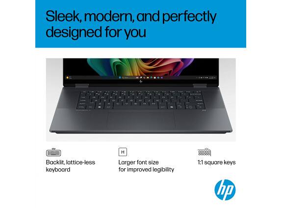 Sleek, modern, and perfectly designed for you

- Backlit, lattice-less keyboard
- Larger font size for improved legibility
- 1:1 square keys

hp