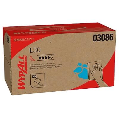 "WypAll - GeneralClean L30 Cleaning Cloths, 10"" x 10.8"", 12 Sheets/Box, 10 Boxes/Carton (03086) - White" price history on PriceWatchPro