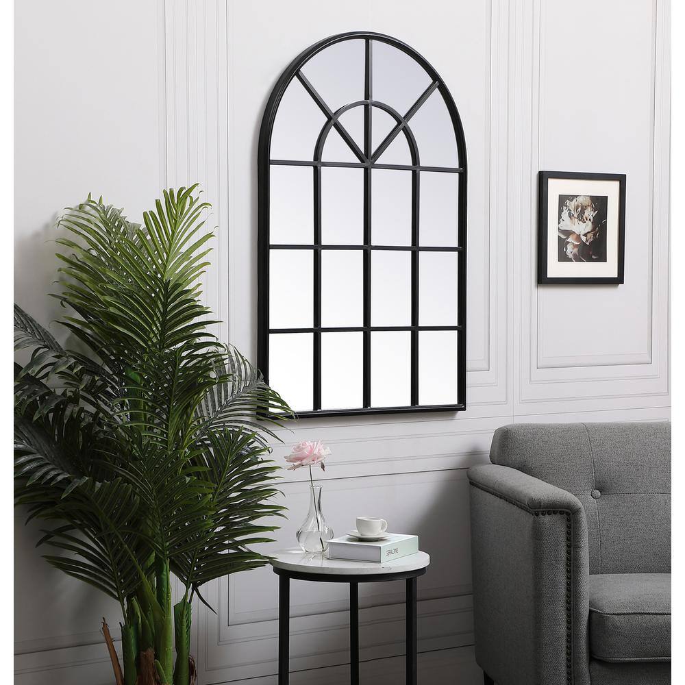 Alt View 1. Elegant Decor - Metal windowpane mirror 28 inch x 41 inch in in Black - Black.