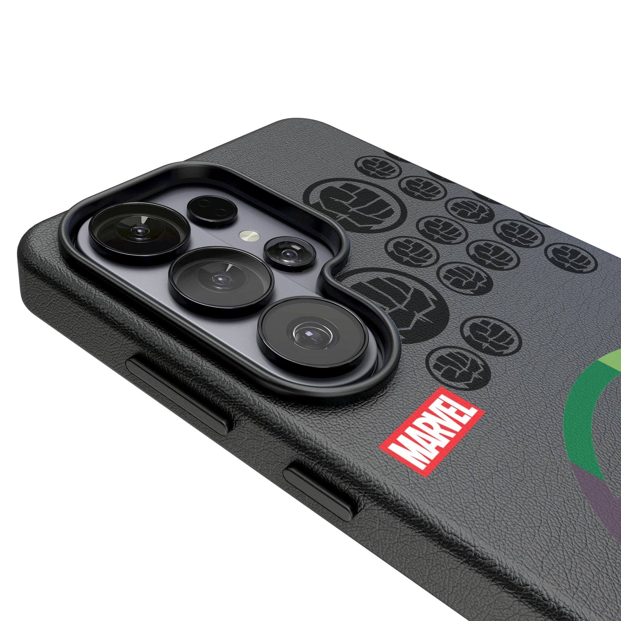 Left. Keyscaper - Marvel Sigil MagSafe Compatible Phone Case - Samsung Galaxy S26 Ultra - Hulk.