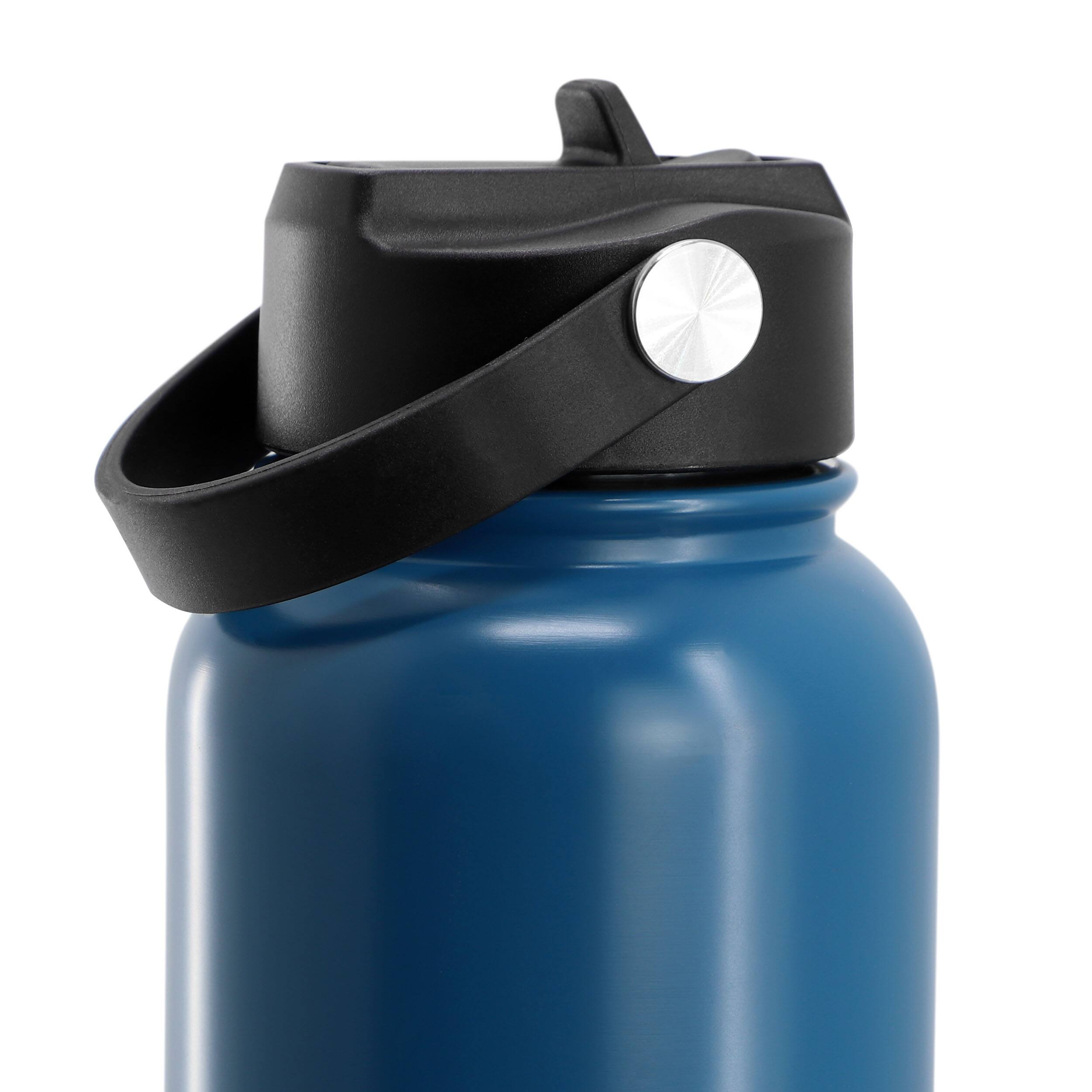 Alt View 5. Gibson - Gibson Home Marina 38 Ounce Double Wall Stainless Steel Thermal Bottle with Lid and Straw in Matte Blue - Blue.