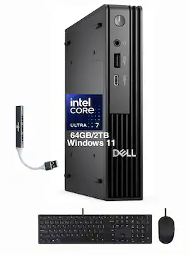Dell - Upgraded - Pro Slim Plus QBS1250 SFF AI Desktop (Ultra 7-265, 64GB, 2TB SSD, Intel Graphics, 3 DisplayPort, Win 11 Pro) w/USB Hub - Black
