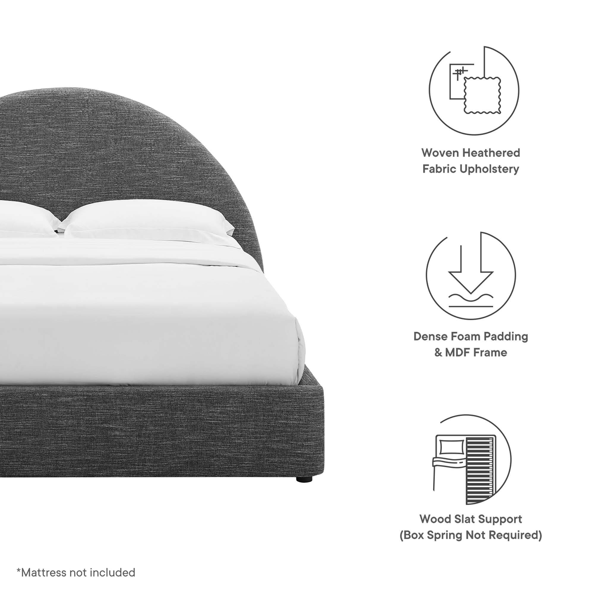 Woven Heathered Fabric Upholstery  
Dense Foam Padding & MDF Frame  
Wood Slat Support (Box Spring Not Required)  

*Mattress not included