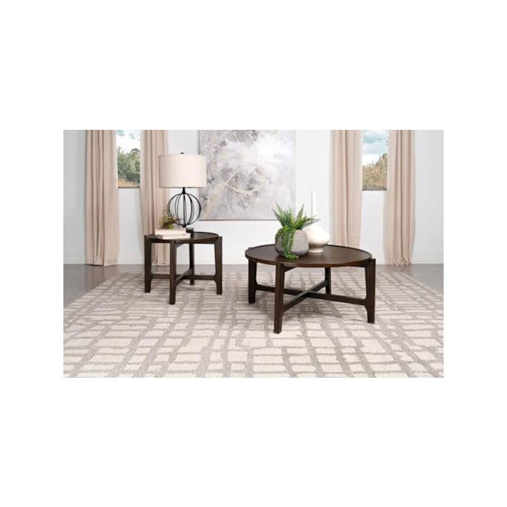 Alt View 1. Coaster Co. of America - Cota 2-piece Solid Wood Coffee and End Table Set Dark Brown - Brown.