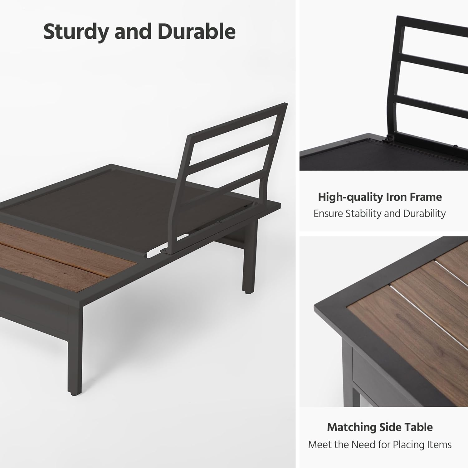 Sturdy and Durable

High-quality Iron Frame
Ensure Stability and Durability

Matching Side Table
Meet the Need for Placing Items