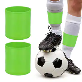 Unique Bargains - Silicone Soccer Leg Bands, Non-Slip Shin Guard Straps to Hold Guards Sleeves Sports Leg Band 1 Pair Size M - Green