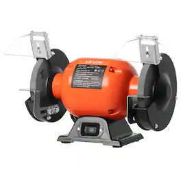 VEVOR - Bench Grinder, 6-inch Single Speed Bench Grinder, 1750RPM Low-Speed Table Grinders with 250W 2A Induction Motor - Orange + Black