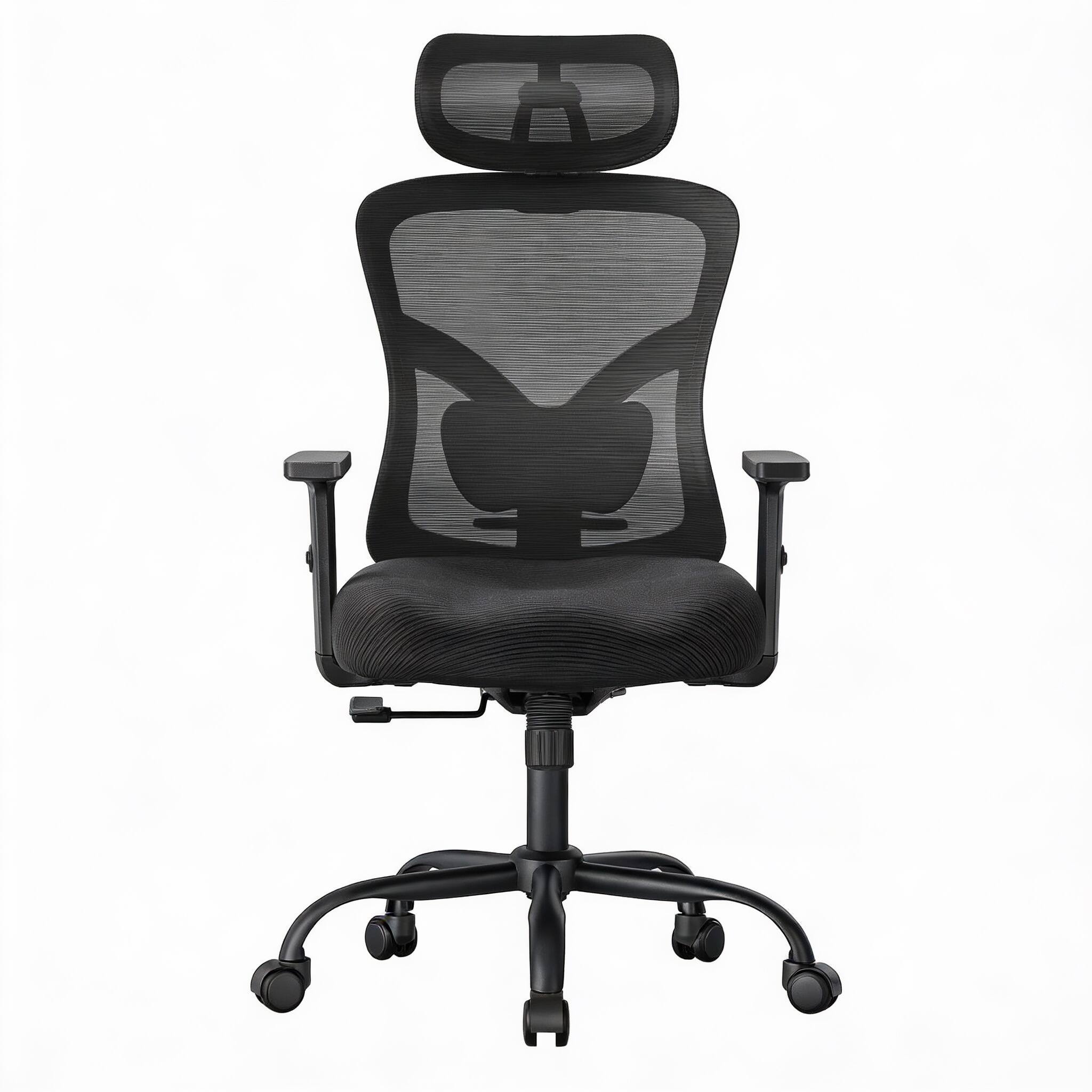 Front. Frangdom - Ergonomic Mesh Chair 2D Headrest Lumbar Support 130° Tilt 286 lb - BLACK 21.2"D x 18.9"W x 45.3"H.