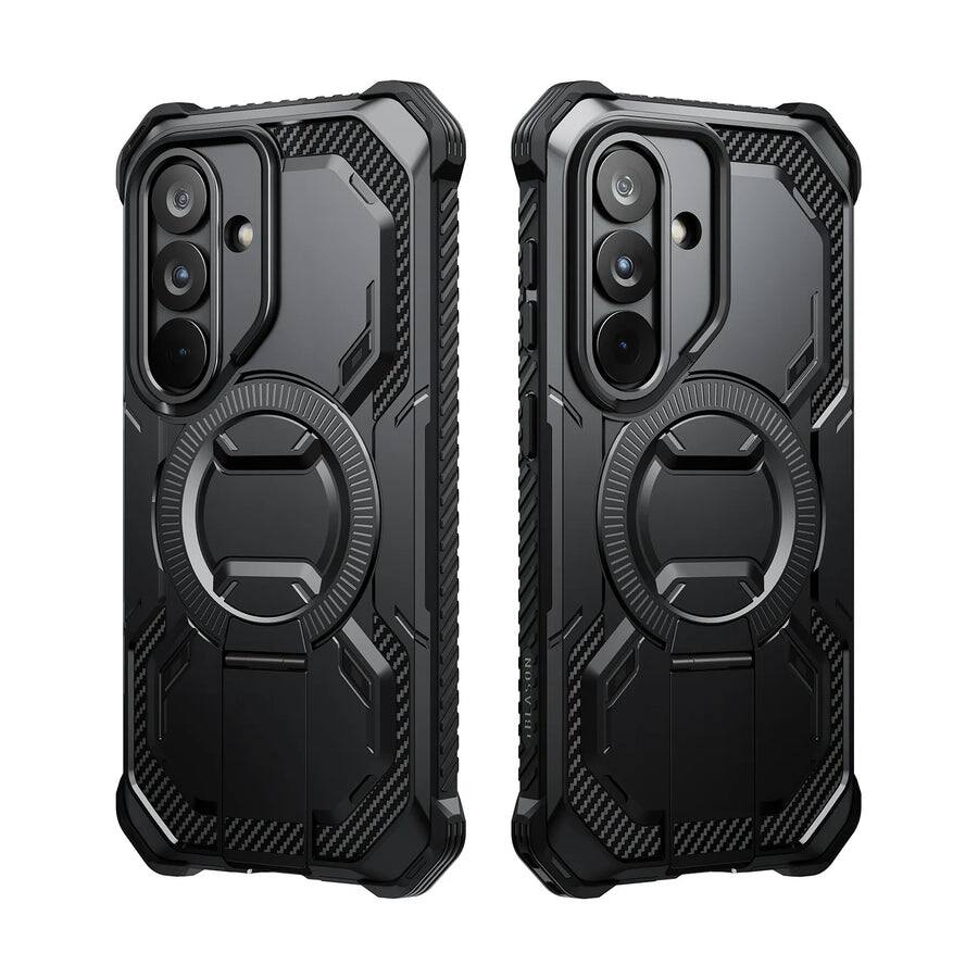 Left. i-Blason - Armorbox Case for Samsung Galaxy S26 – Kickstand, Screen Protector, Military-Grade - Black.