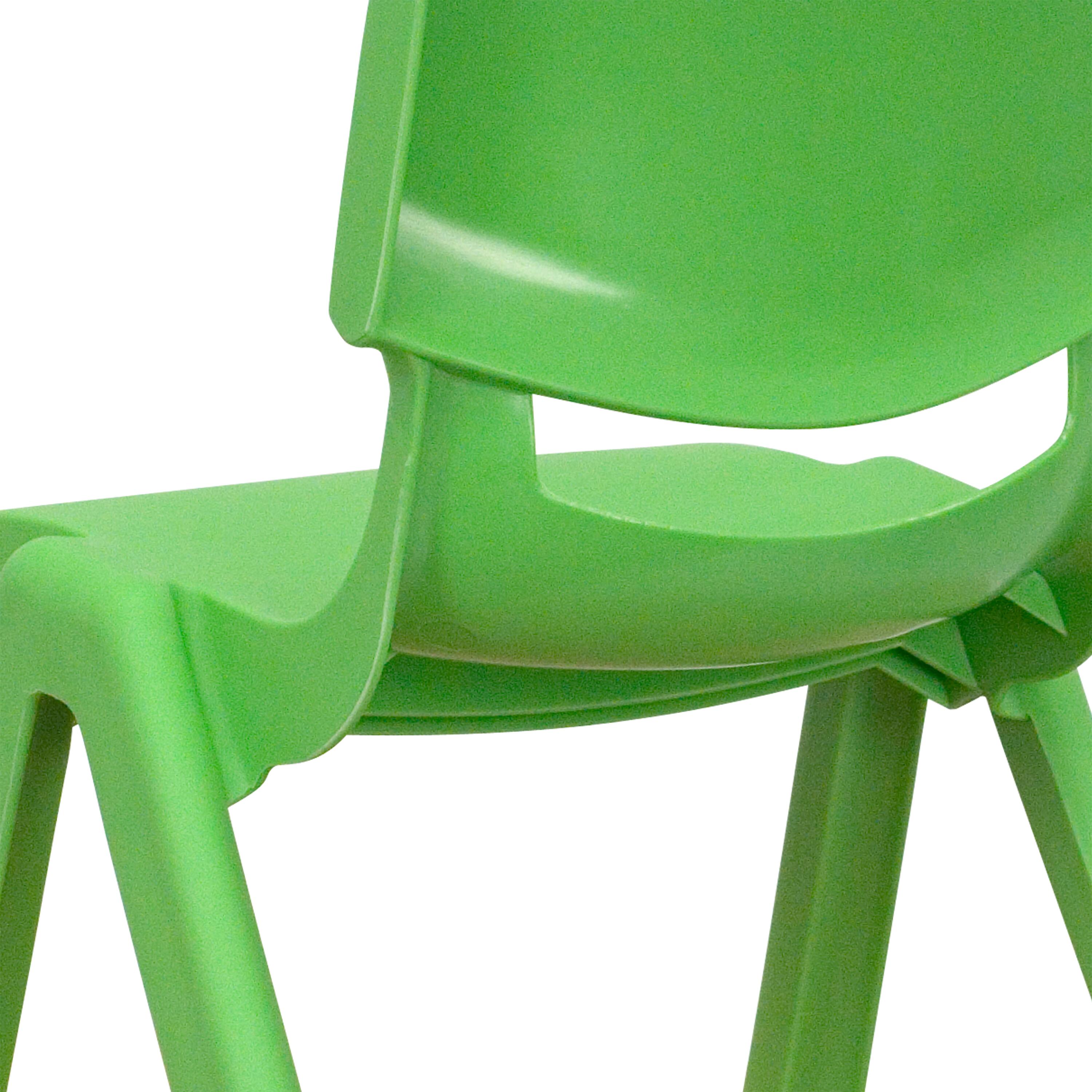 Alt View 10. Emma + Oliver - 2 Pack Plastic Stackable School Chair with 12"H Seat, Preschool Seating - Green.