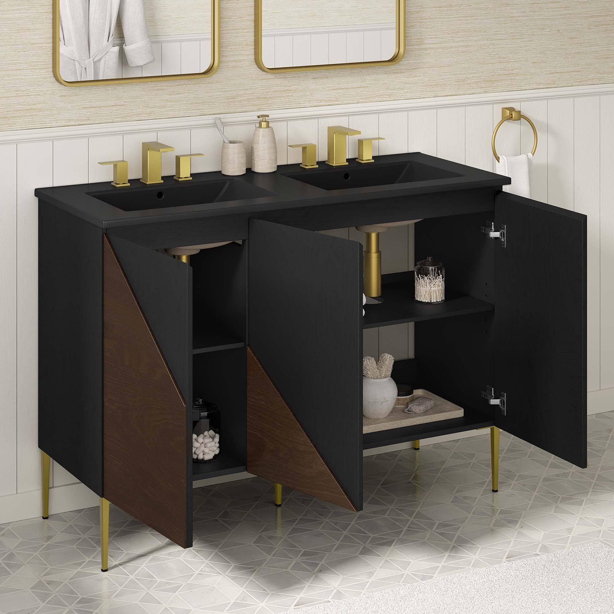 Alt View 1. Modway - Alchemist Bathroom Cabinet Basin Not Included by Modway - Black Black.