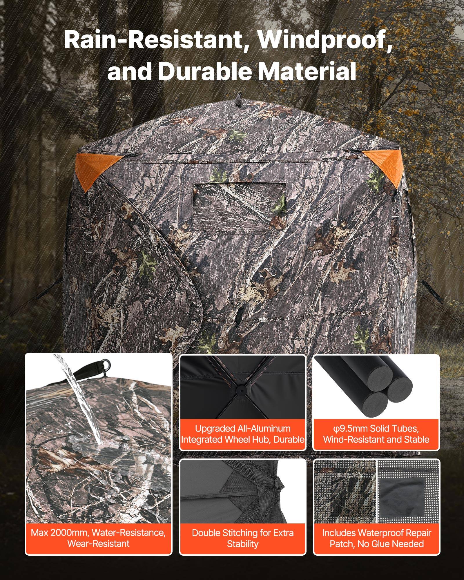 Rain-Resistant, Windproof, and Durable Material

- Upgraded All-Aluminum Integrated Wheel Hub, Durable
- φ9.5mm Solid Tubes, Wind-Resistant and Stable
- Max 2000mm, Water-Resistance, Wear-Resistant
- Double Stitching for Extra Stability
- Includes Waterproof Repair Patch, No Glue Needed