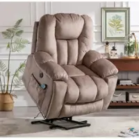 Bestier Oversize Power Lift Recliner Chair with Massage and Heating - Light Brown - Front_Zoom